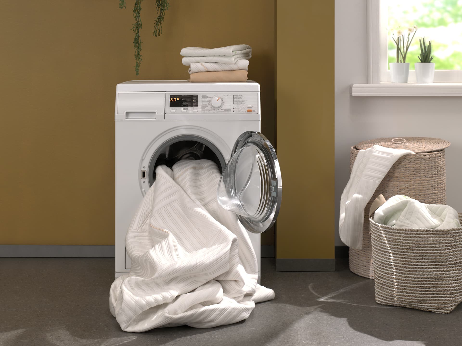 Washing machine with dial set 60°