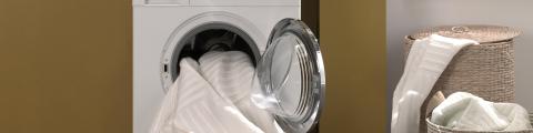 Washing machine with cleanable mattress fabric inside. 